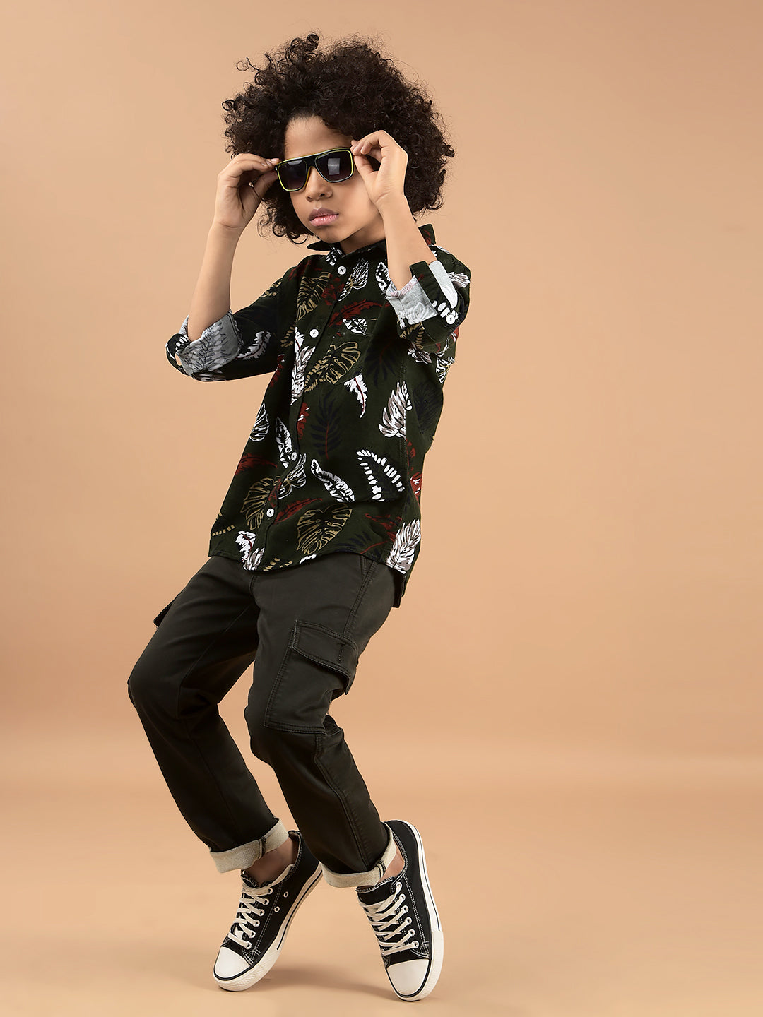 Red Floral Print 100% Cotton Shirt-Boys Shirts-Crimsoune Club