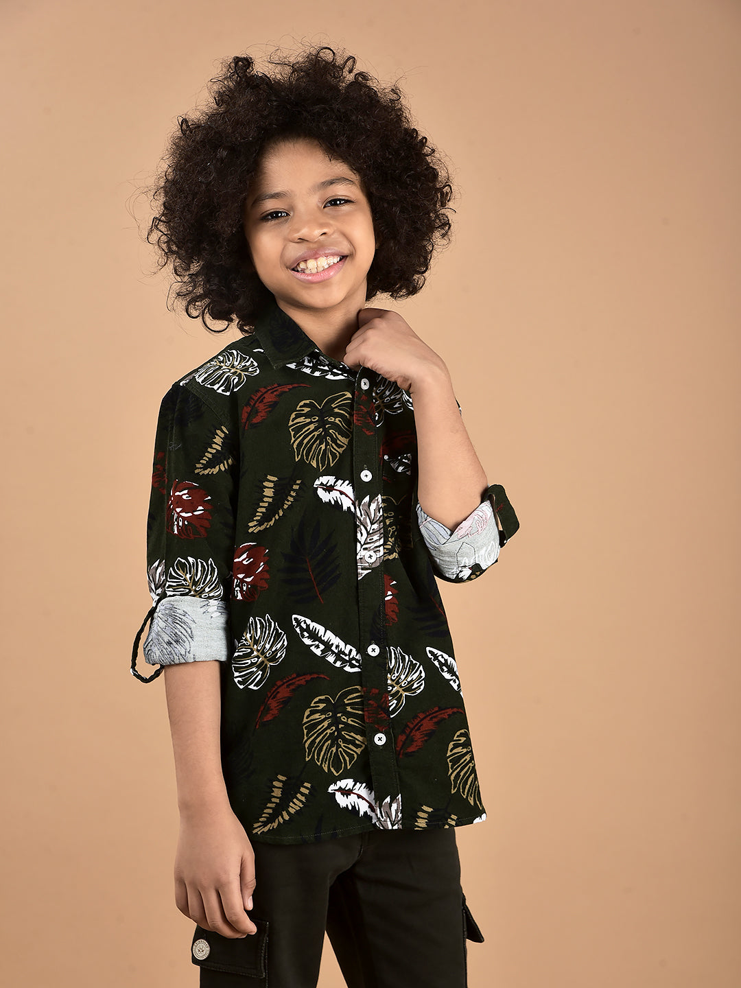 Red Floral Print 100% Cotton Shirt-Boys Shirts-Crimsoune Club
