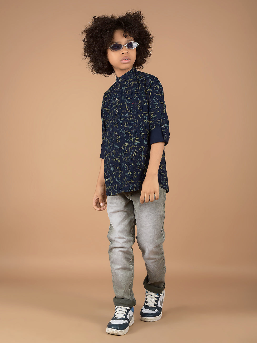 Olive Printed 100% Cotton Kurta-Boys Kurtas-Crimsoune Club