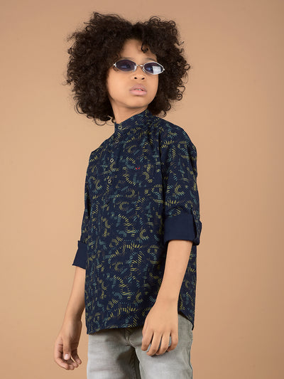 Olive Printed 100% Cotton Kurta-Boys Kurtas-Crimsoune Club