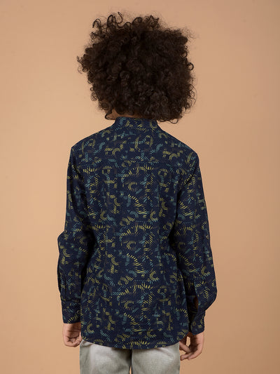 Olive Printed 100% Cotton Kurta-Boys Kurtas-Crimsoune Club