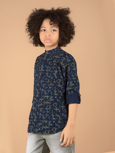 Olive Printed 100% Cotton Kurta-Boys Kurtas-Crimsoune Club