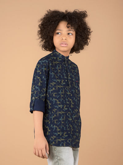 Olive Printed 100% Cotton Kurta-Boys Kurtas-Crimsoune Club