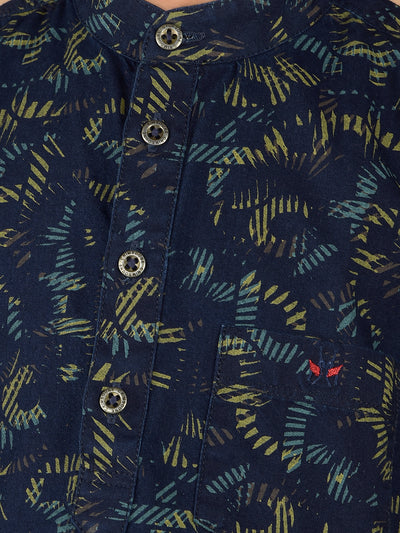 Olive Printed 100% Cotton Kurta-Boys Kurtas-Crimsoune Club