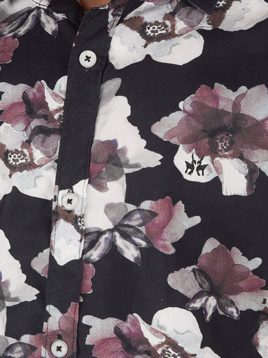 Black Floral Print 100% Cotton Shirt-Boys Shirts-Crimsoune Club