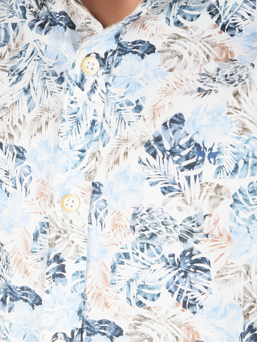 Blue Floral Print 100% Cotton Shirt-Boys Shirts-Crimsoune Club