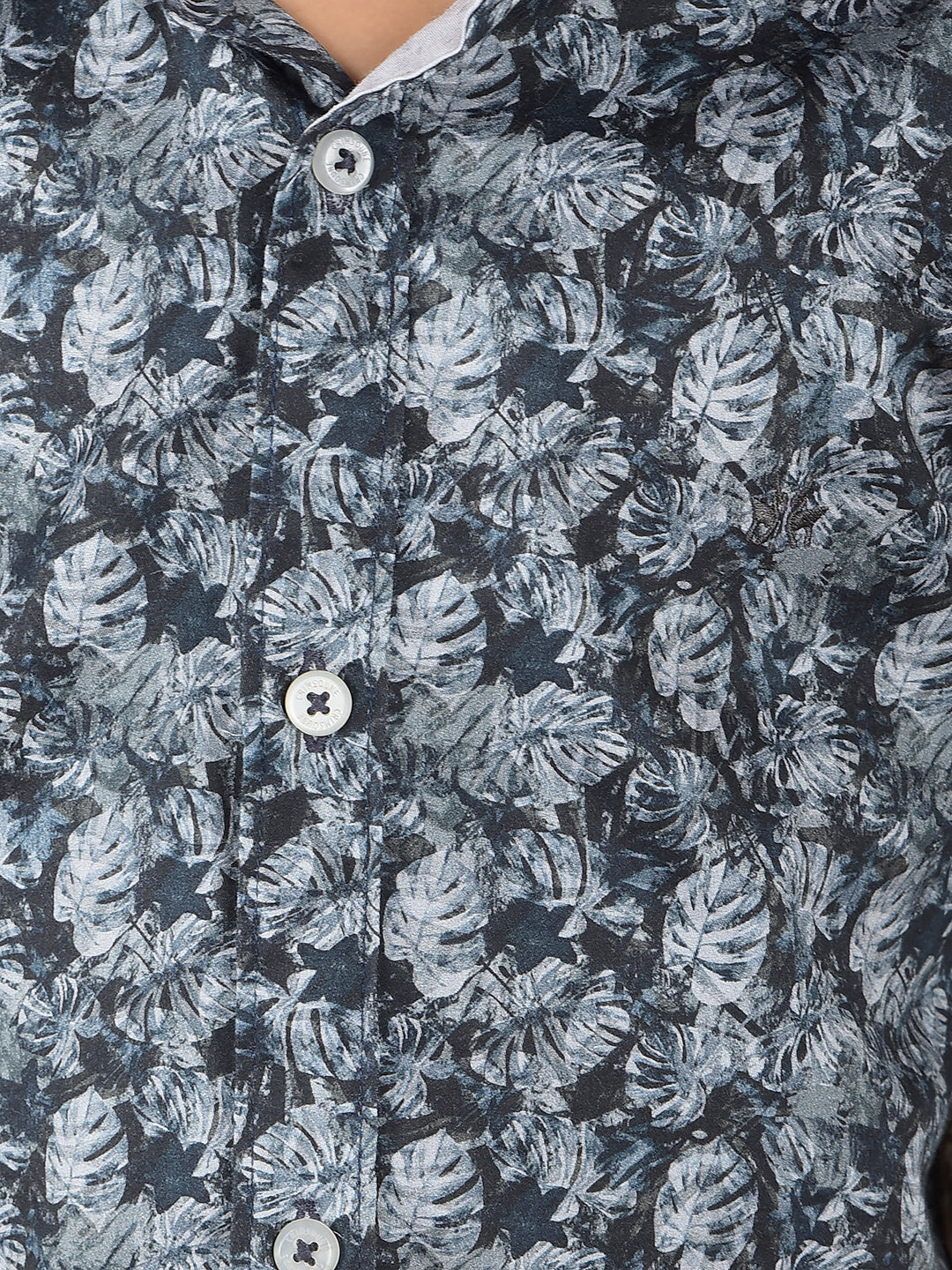 Blue Floral Print 100% Cotton Shirt-Boys Shirts-Crimsoune Club