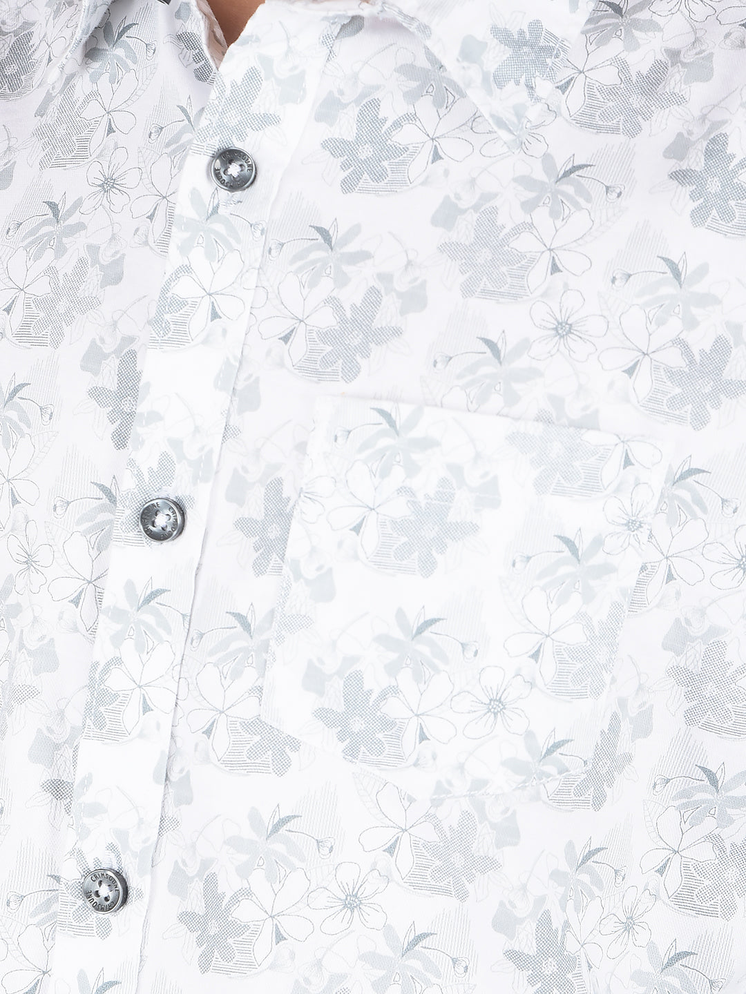 Grey Floral Print 100% Cotton Shirt-Boys Shirts-Crimsoune Club