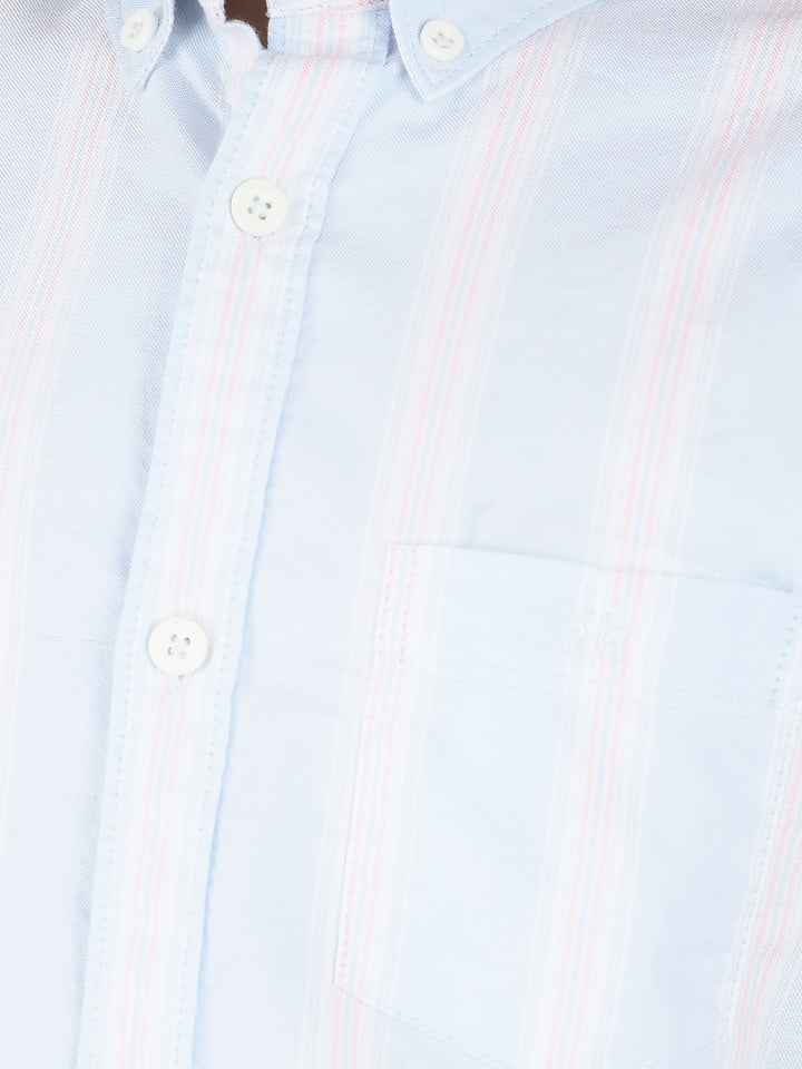 Blue Vertical Stripes 100% Cotton Shirt-Boys Shirts-Crimsoune Club