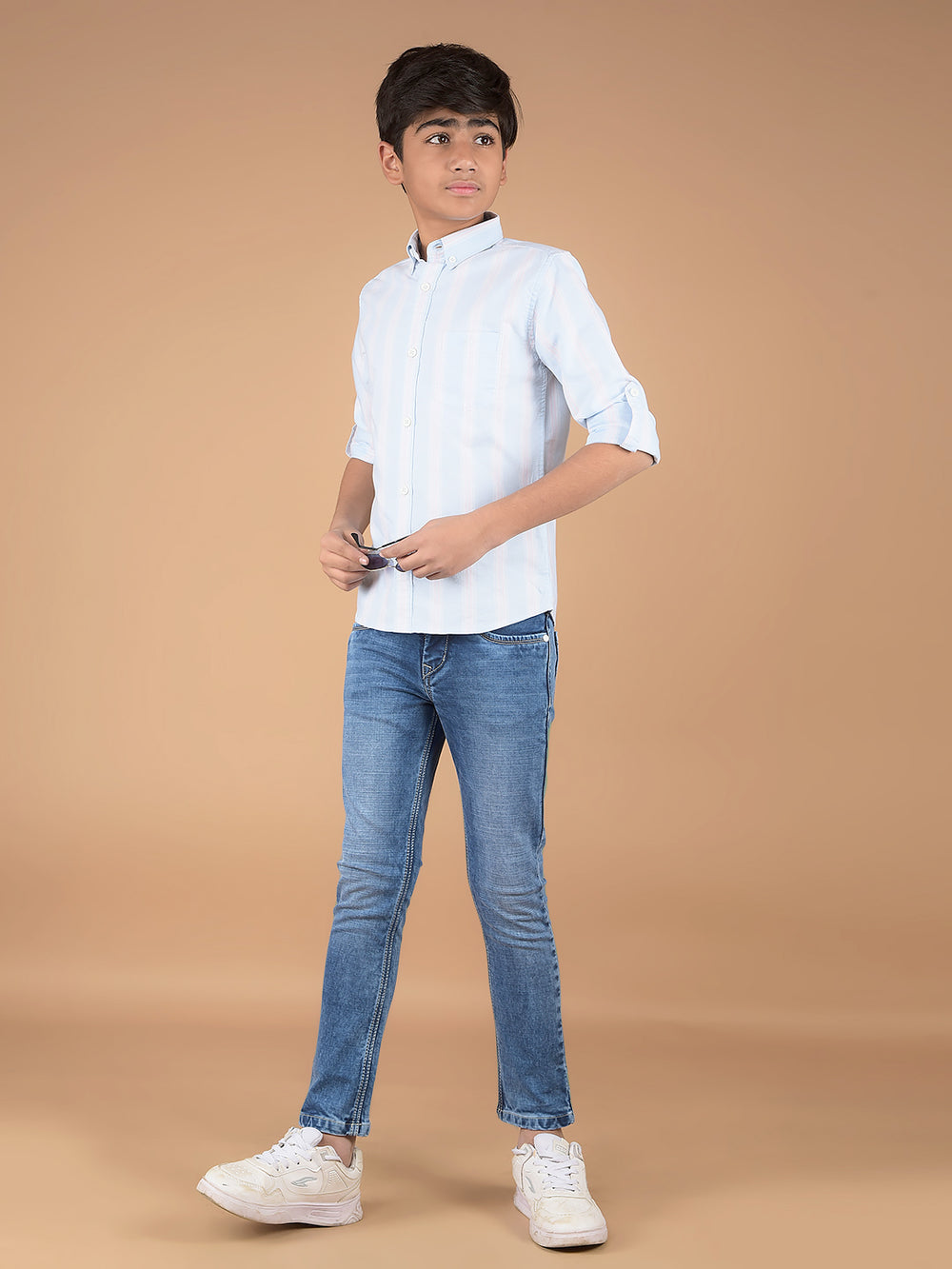 Blue Vertical Stripes 100% Cotton Shirt-Boys Shirts-Crimsoune Club