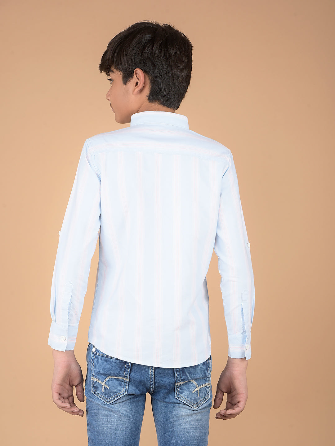 Blue Vertical Stripes 100% Cotton Shirt-Boys Shirts-Crimsoune Club