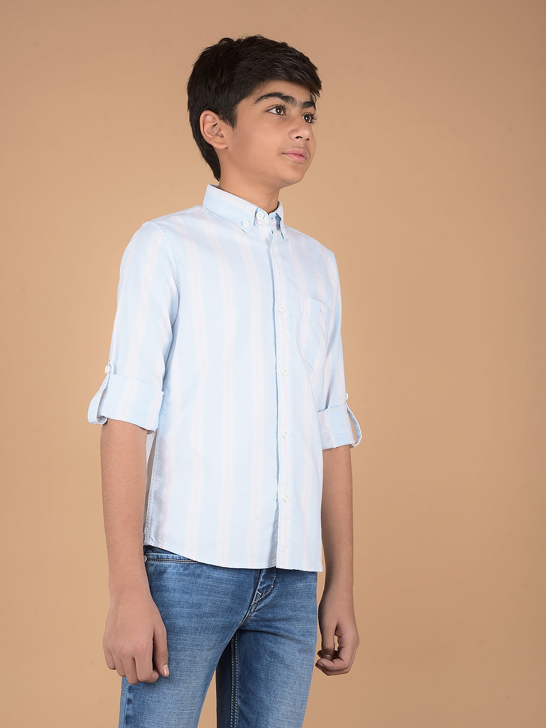 Blue Vertical Stripes 100% Cotton Shirt-Boys Shirts-Crimsoune Club