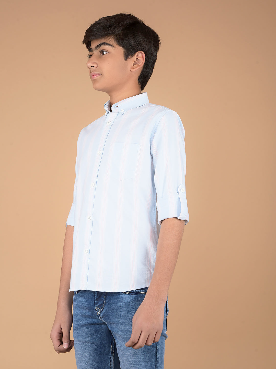 Blue Vertical Stripes 100% Cotton Shirt-Boys Shirts-Crimsoune Club