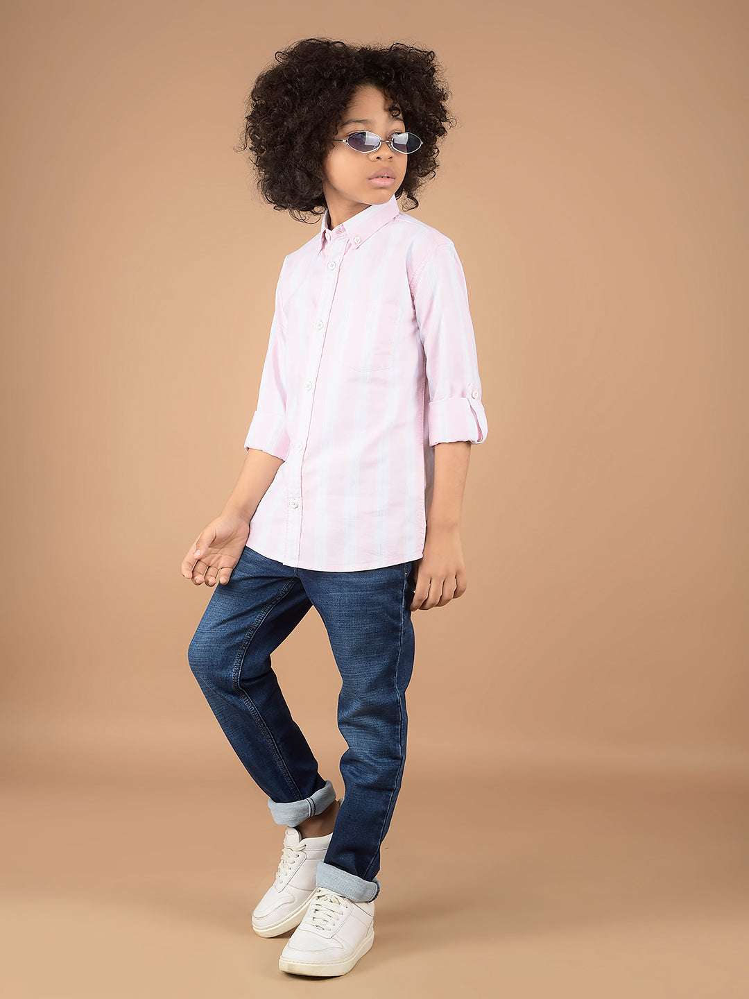 Pink Vertical Stripes 100% Cotton Shirt-Boys Shirts-Crimsoune Club