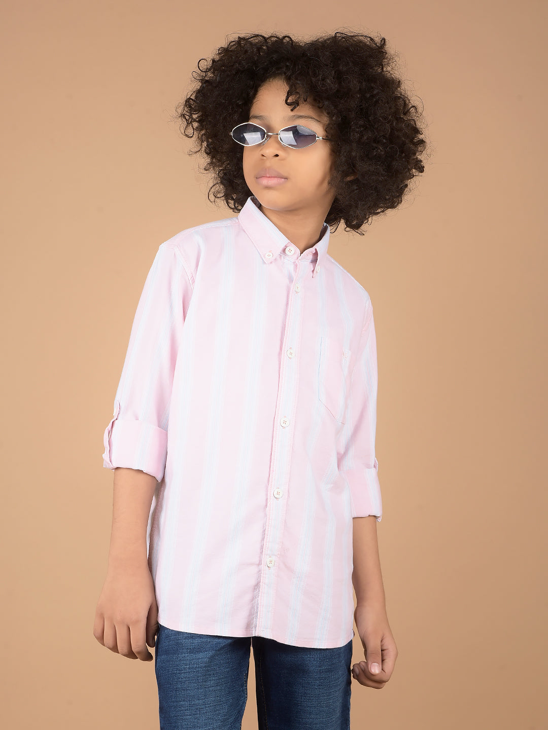 Pink Vertical Stripes 100% Cotton Shirt-Boys Shirts-Crimsoune Club