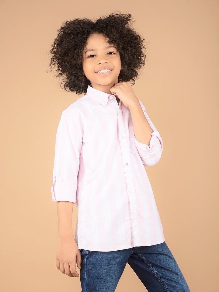 Pink Vertical Stripes 100% Cotton Shirt-Boys Shirts-Crimsoune Club