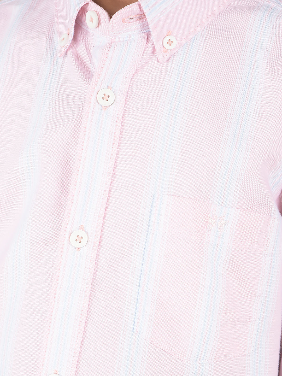 Pink Vertical Stripes 100% Cotton Shirt-Boys Shirts-Crimsoune Club