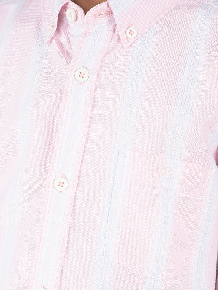Pink Vertical Stripes 100% Cotton Shirt-Boys Shirts-Crimsoune Club