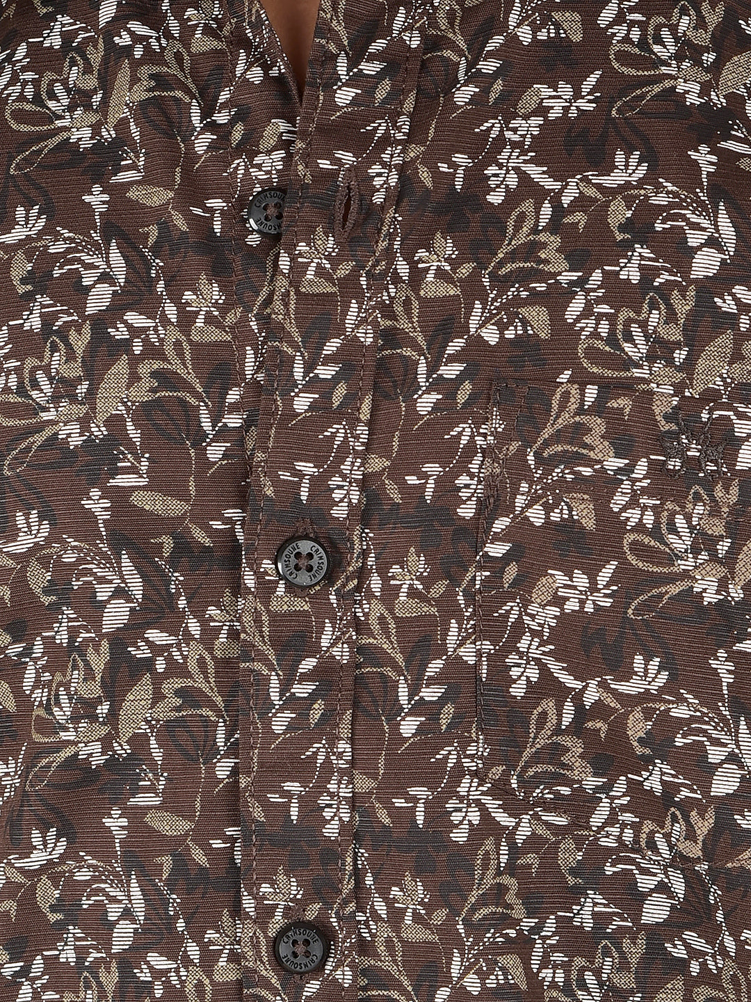 Brown Floral Print 100% Cotton Shirt-Boys Shirts-Crimsoune Club