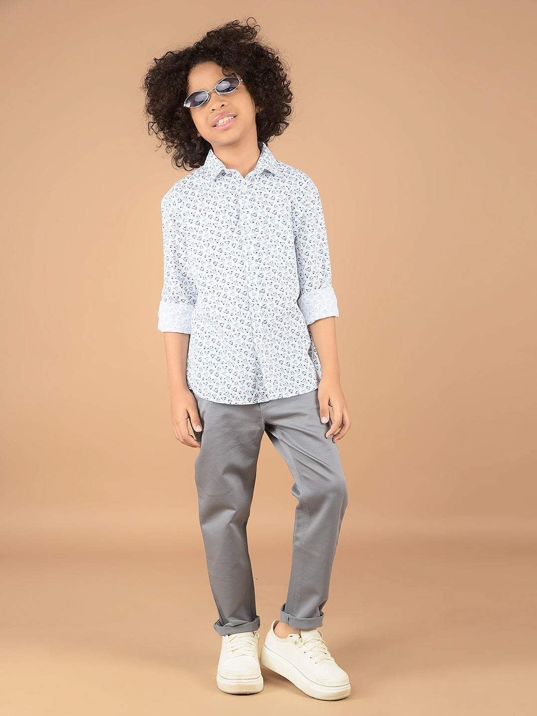 White Printed 100% Cotton Shirt-Boys Shirts-Crimsoune Club