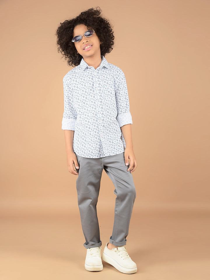 White Printed 100% Cotton Shirt-Boys Shirts-Crimsoune Club