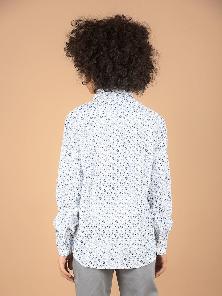 White Printed 100% Cotton Shirt-Boys Shirts-Crimsoune Club