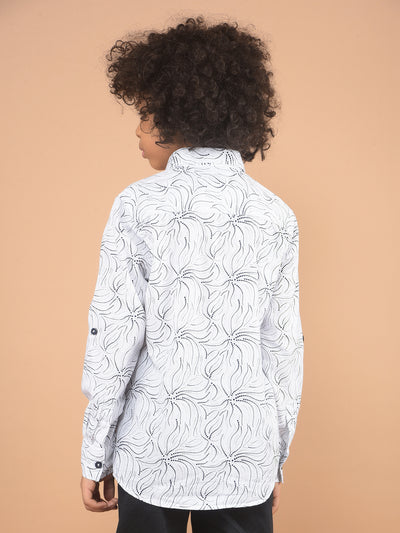 White Printed 100% Cotton Shirt-Boy Shirts-Crimsoune Club