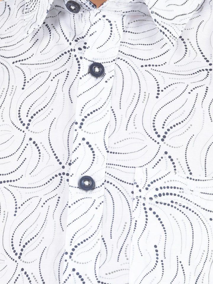 White Printed 100% Cotton Shirt-Boy Shirts-Crimsoune Club