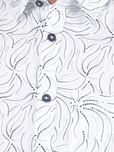 White Printed 100% Cotton Shirt-Boy Shirts-Crimsoune Club