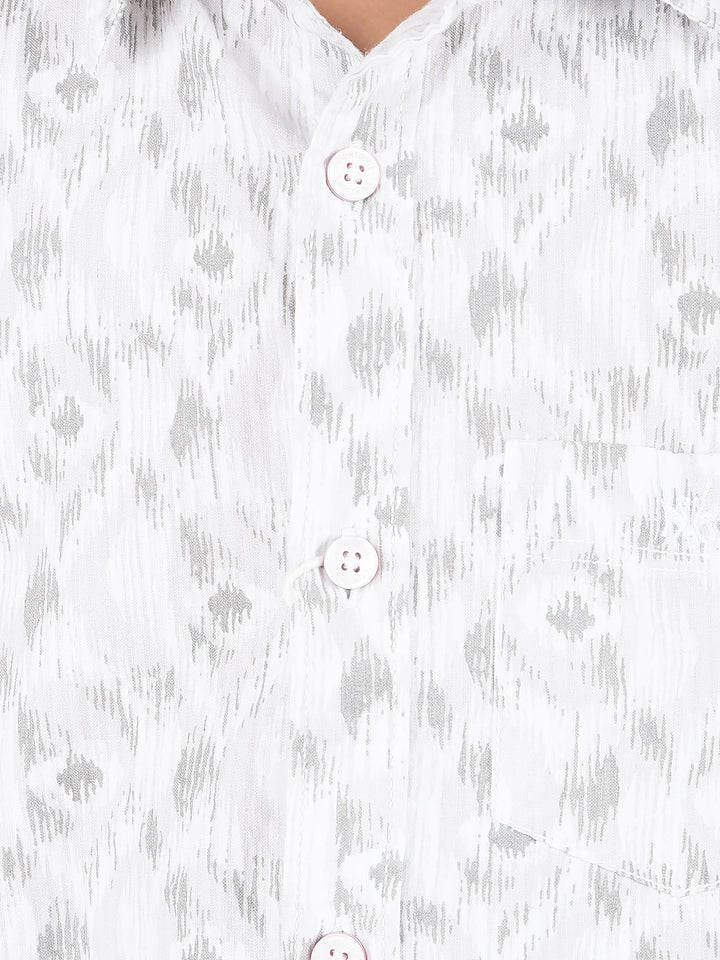 Grey Printed 100% Cotton Shirt-Boys Shirts-Crimsoune Club