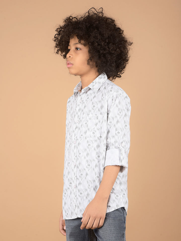 Grey Printed 100% Cotton Shirt-Boys Shirts-Crimsoune Club