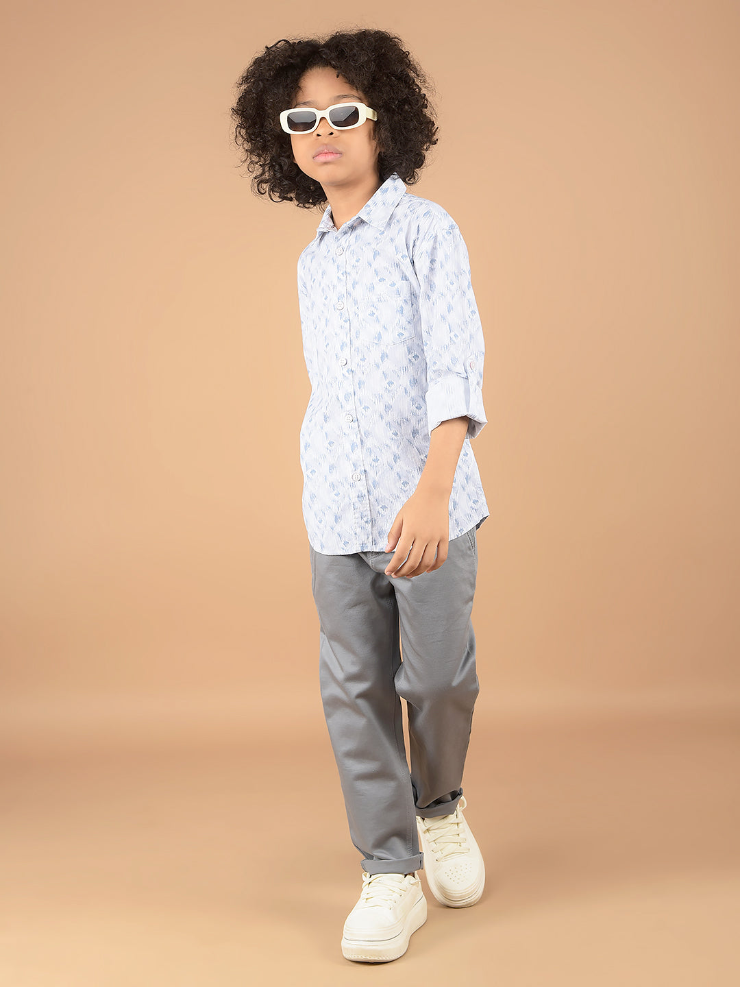 Blue Printed 100% Cotton Shirt-Boys Shirts-Crimsoune Club
