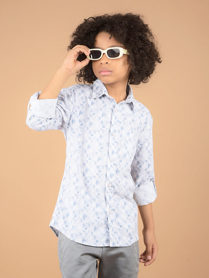 Blue Printed 100% Cotton Shirt-Boys Shirts-Crimsoune Club
