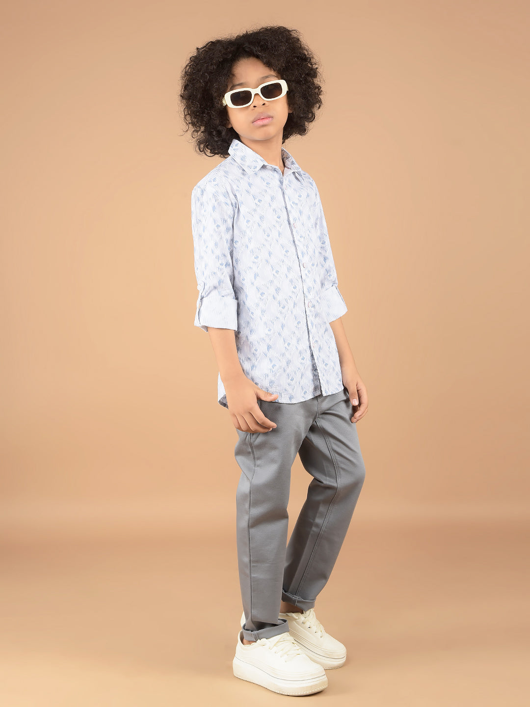 Blue Printed 100% Cotton Shirt-Boys Shirts-Crimsoune Club
