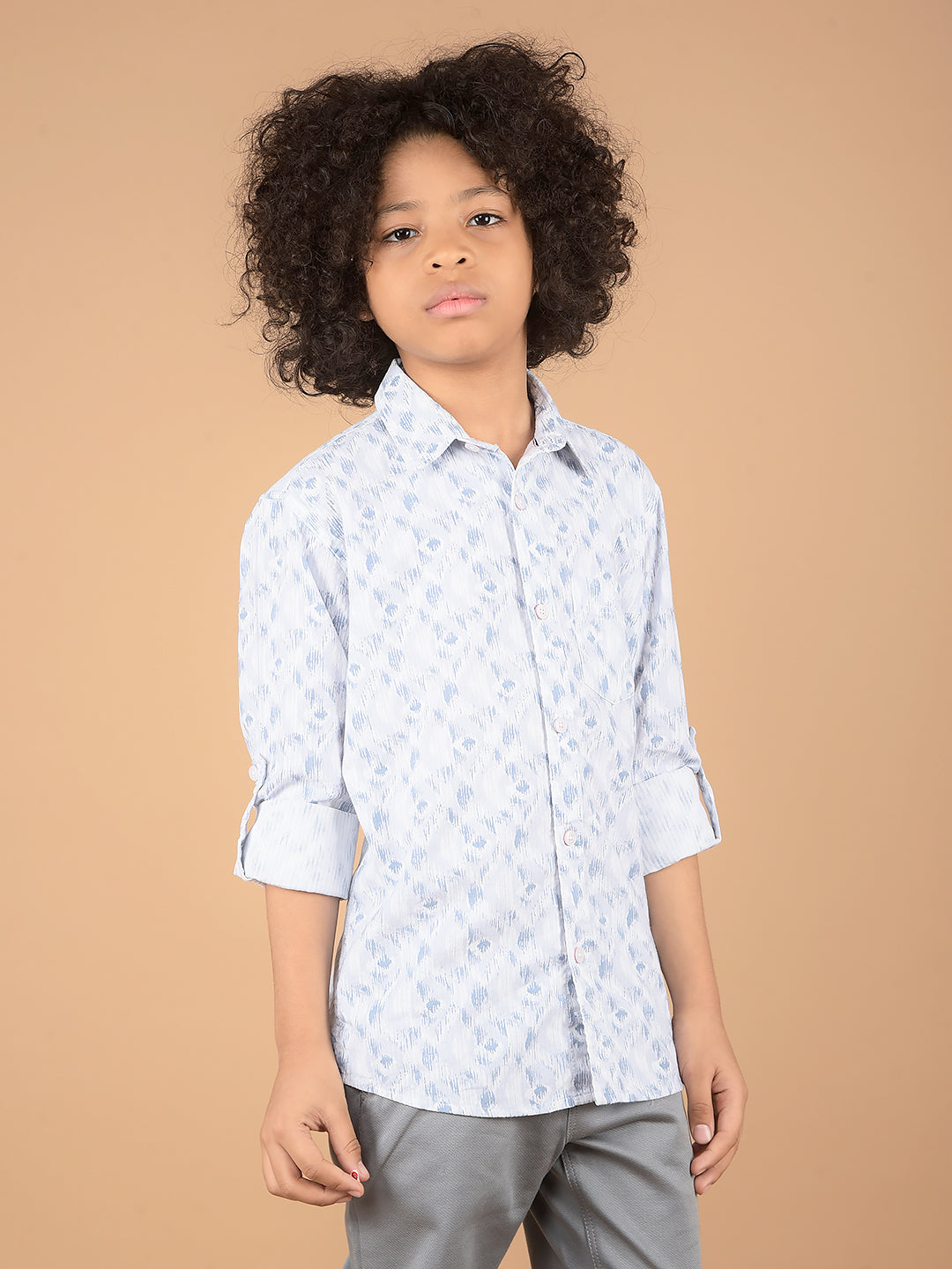 Blue Printed 100% Cotton Shirt-Boys Shirts-Crimsoune Club