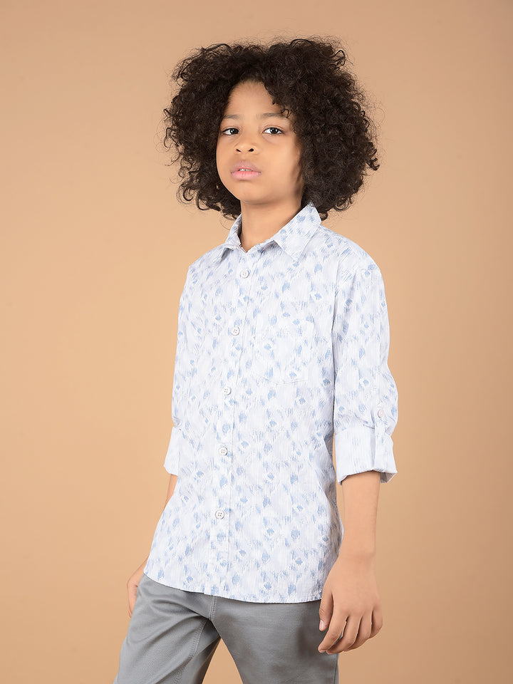 Blue Printed 100% Cotton Shirt-Boys Shirts-Crimsoune Club