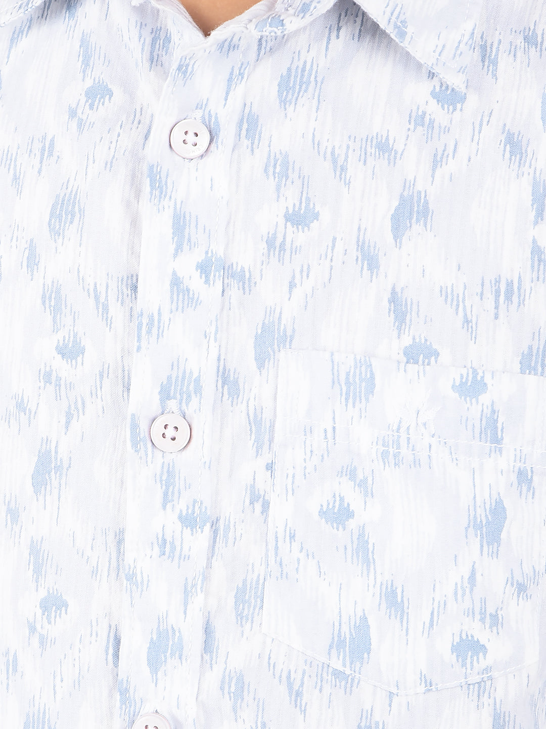 Blue Printed 100% Cotton Shirt-Boys Shirts-Crimsoune Club