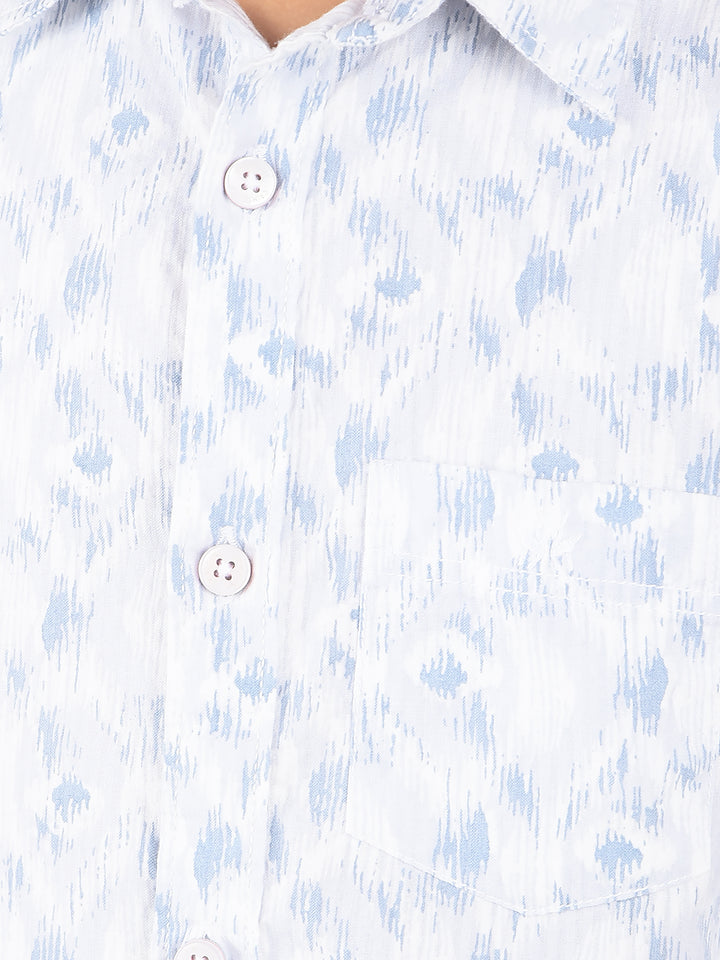 Blue Printed 100% Cotton Shirt-Boys Shirts-Crimsoune Club