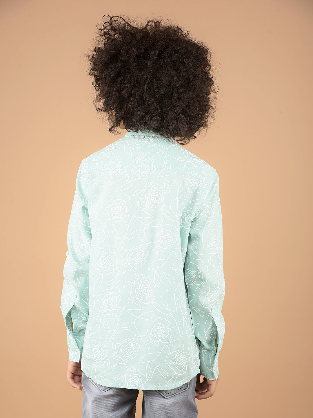 Green Floral Print Kurta-Boys Kurtas-Crimsoune Club