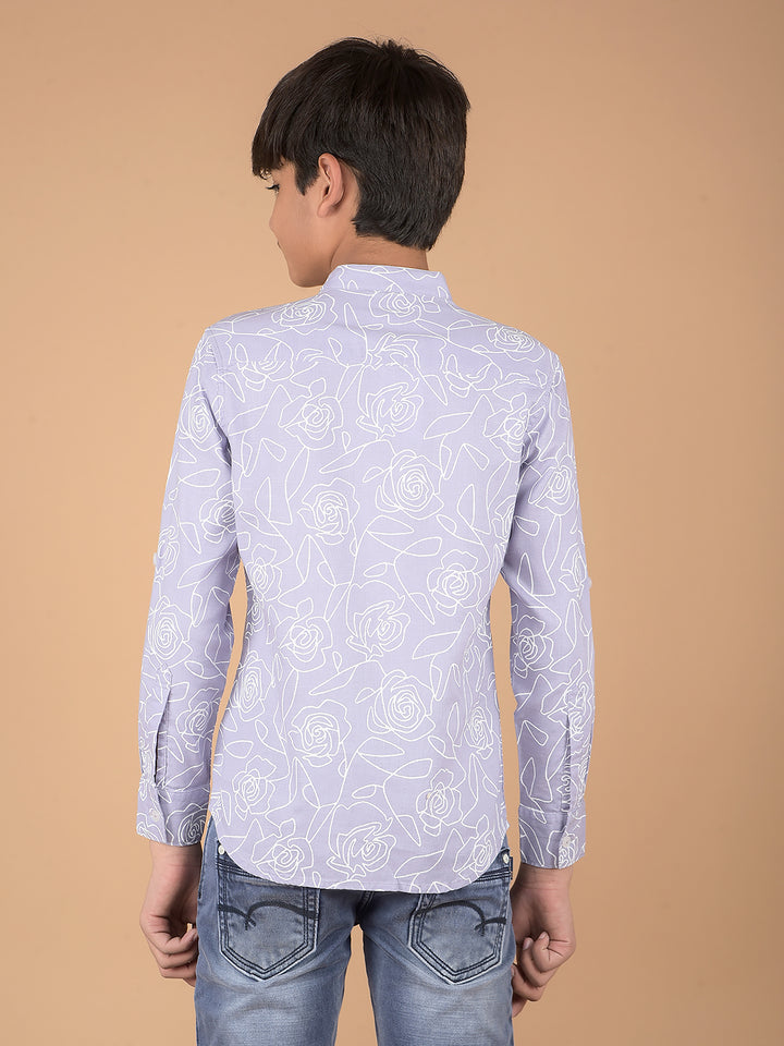 Purple Floral Print Kurta-Boys Kurtas-Crimsoune Club
