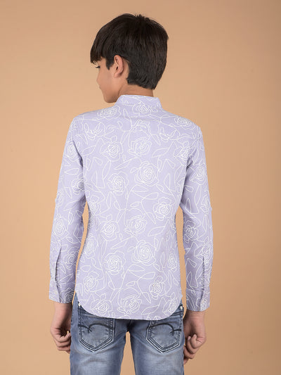 Purple Floral Print Kurta-Boys Kurtas-Crimsoune Club