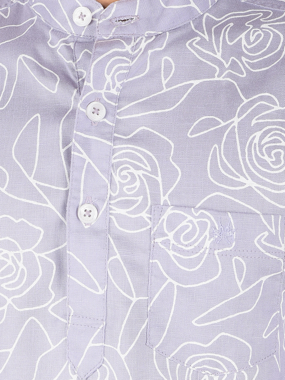 Purple Floral Print Kurta-Boys Kurtas-Crimsoune Club