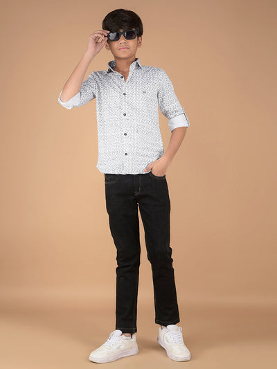 White Printed Shirt-Boys Shirts-Crimsoune Club