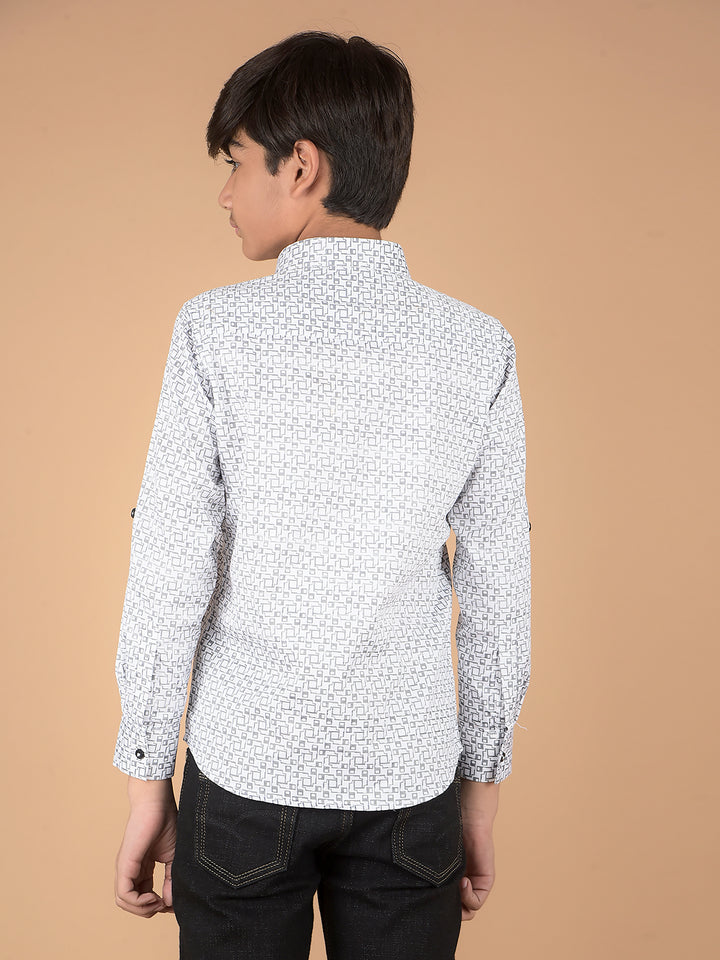 White Printed Shirt-Boys Shirts-Crimsoune Club