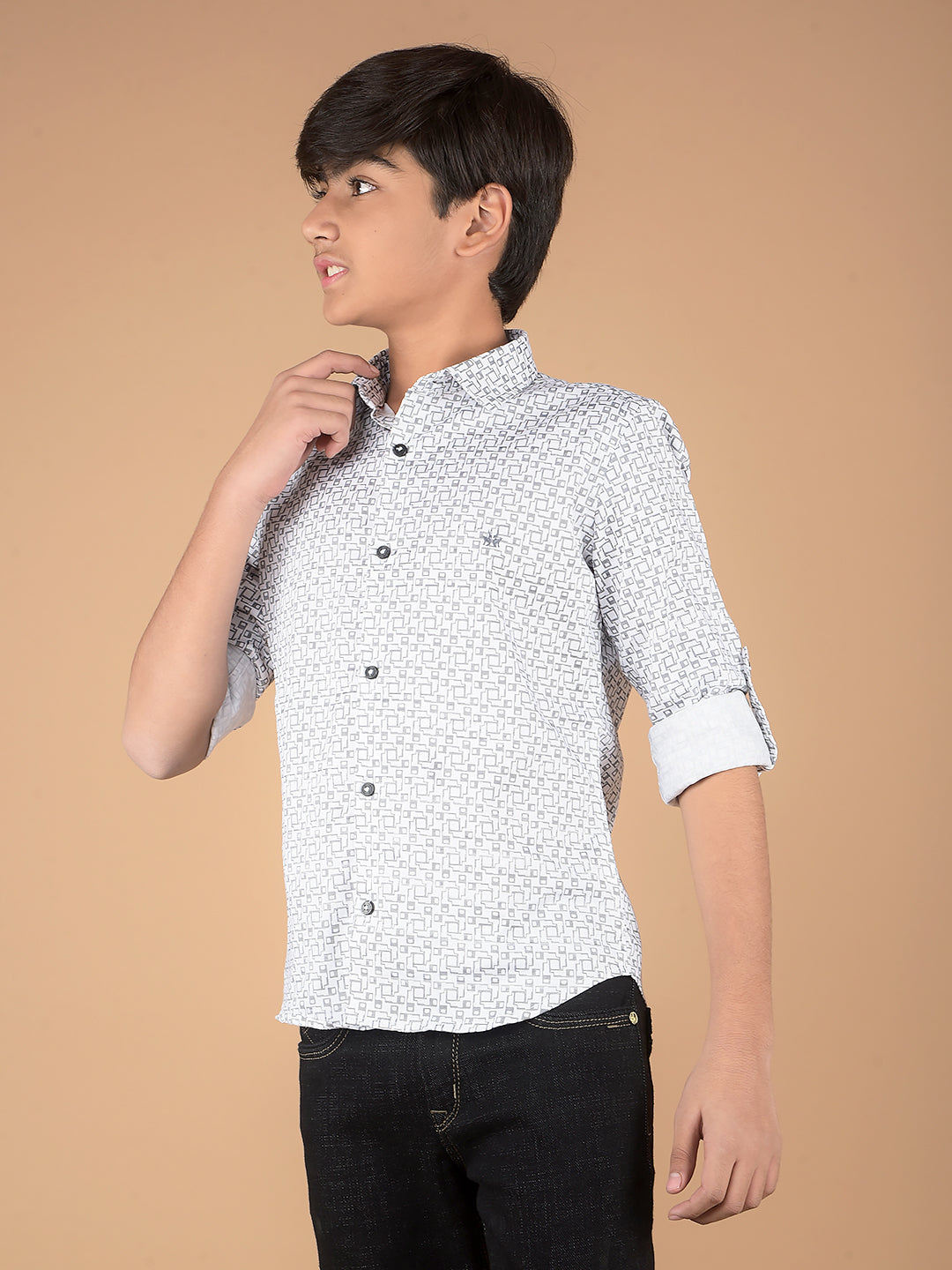 White Printed Shirt-Boys Shirts-Crimsoune Club