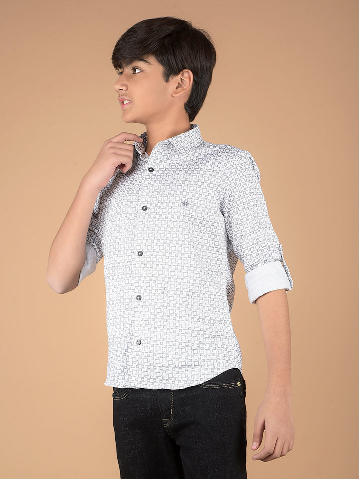 White Printed Shirt-Boys Shirts-Crimsoune Club