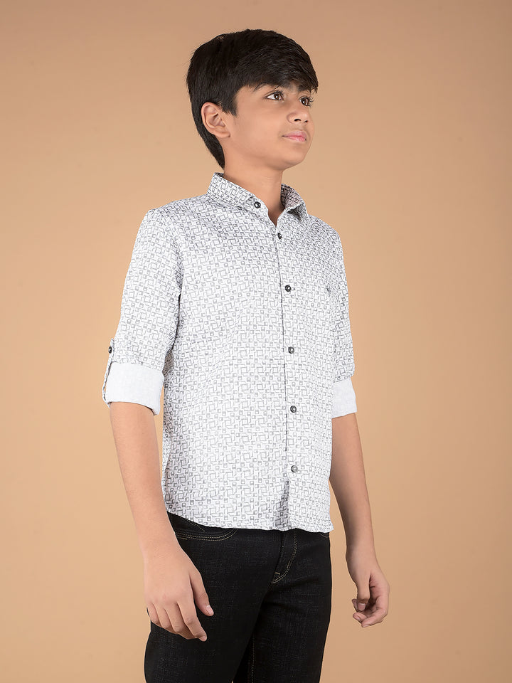 White Printed Shirt-Boys Shirts-Crimsoune Club