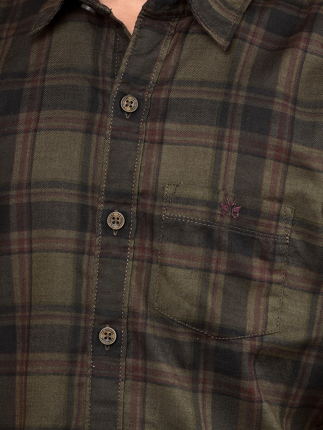 Olive Checked 100% Cotton Shirt-Boys Shirts-Crimsoune Club