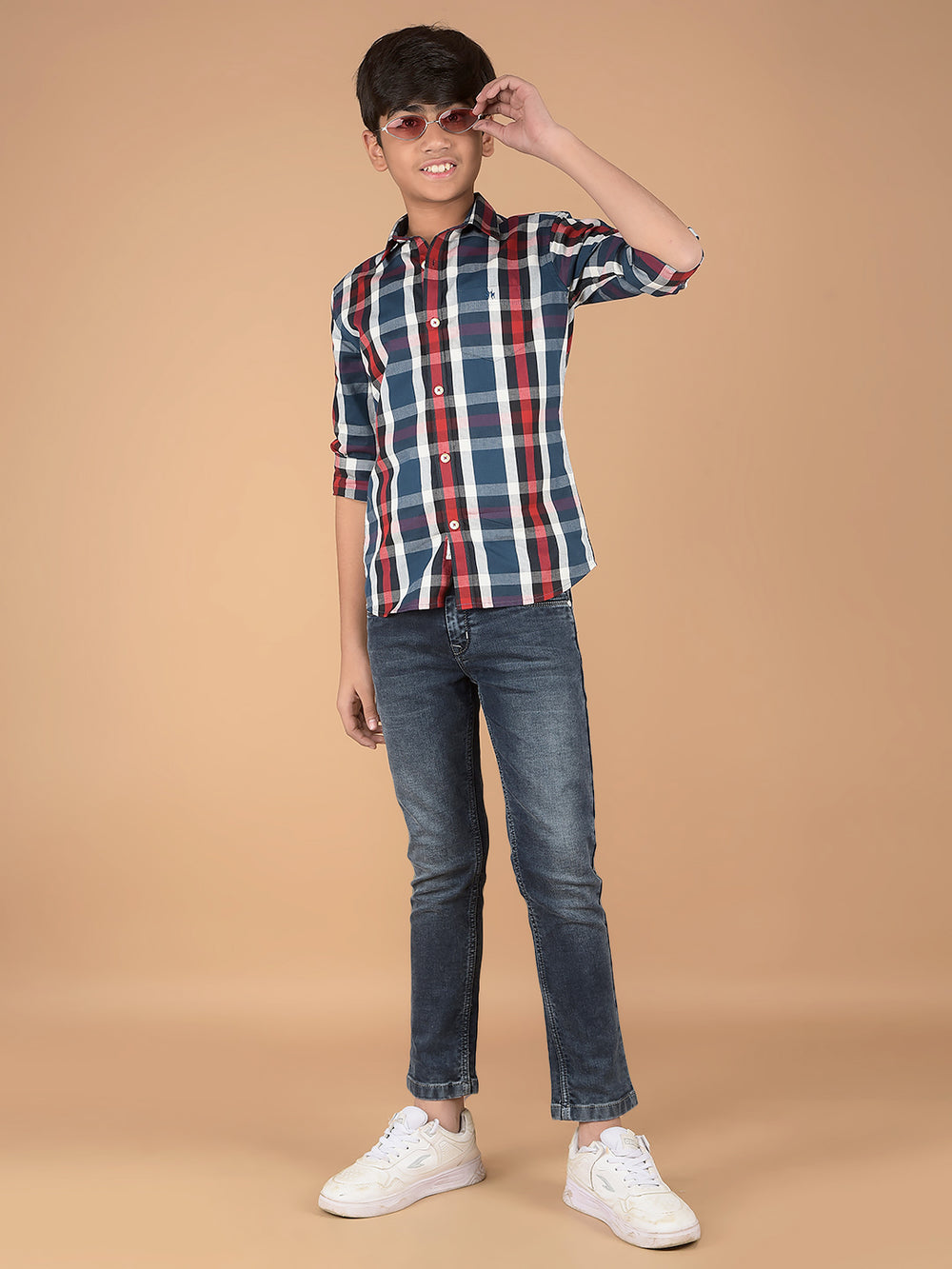 Multi-Color Checked 100% Cotton Shirt-Boys Shirts-Crimsoune Club