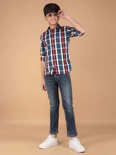Multi-Color Checked 100% Cotton Shirt-Boys Shirts-Crimsoune Club